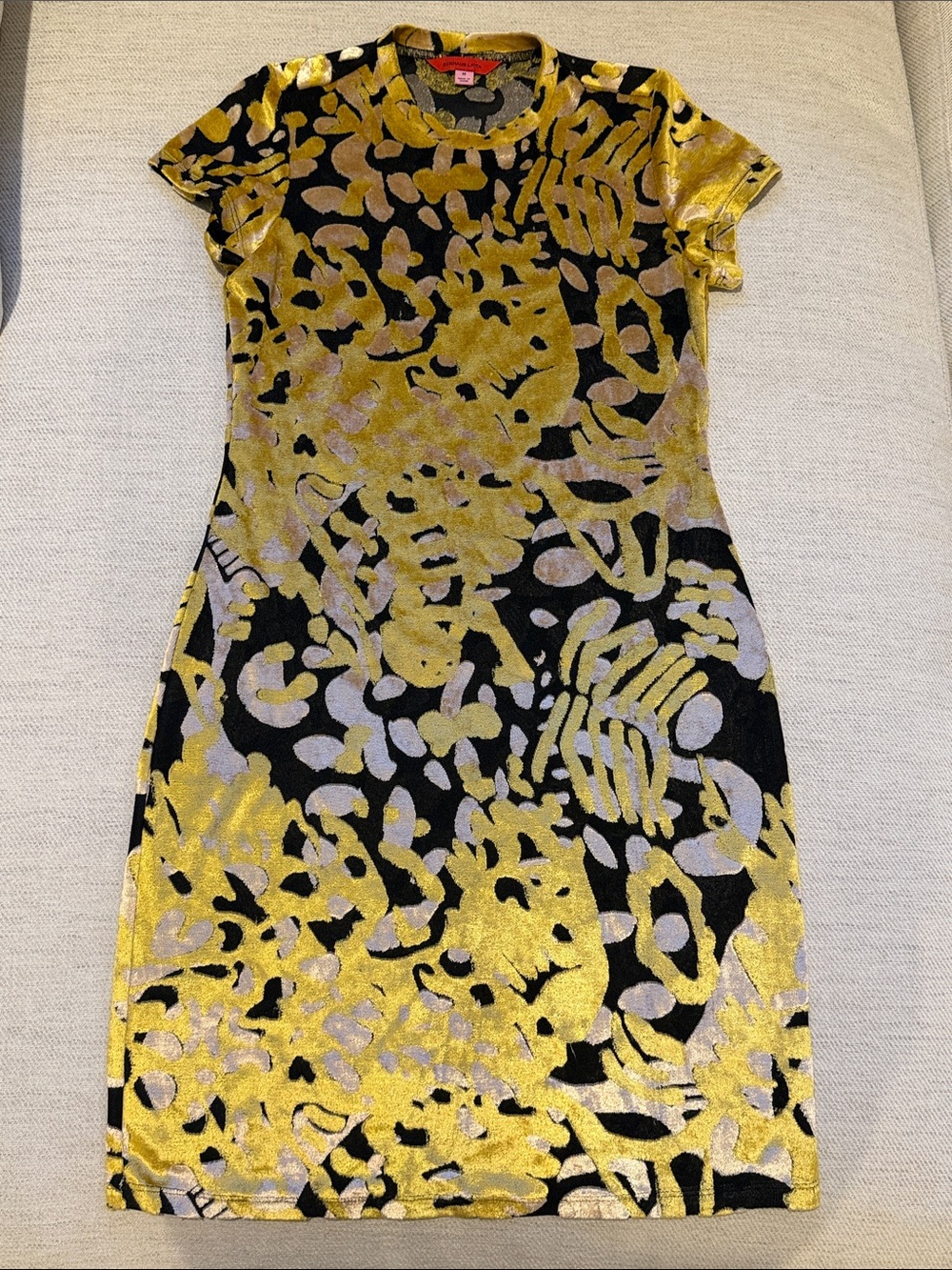 ECKHAUS LATTA Black & Gold Shrunk Dress size M